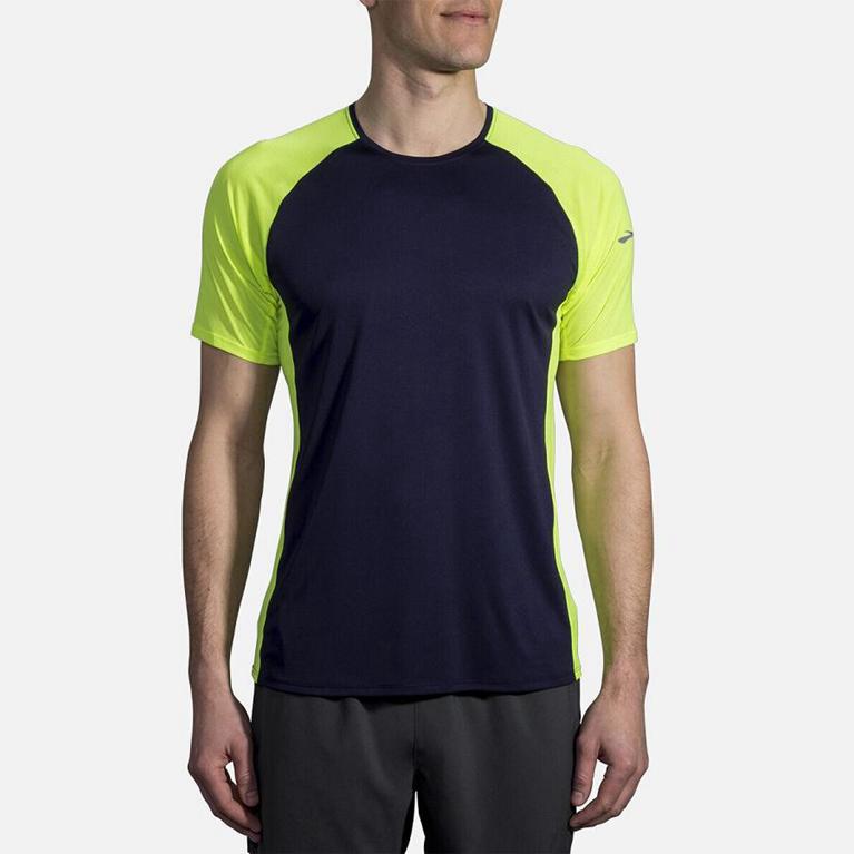 Brooks Stealth - Mens Short Sleeve Running Shirt - Blue (32068NCKA)